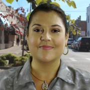 Smiling woman with dark hair